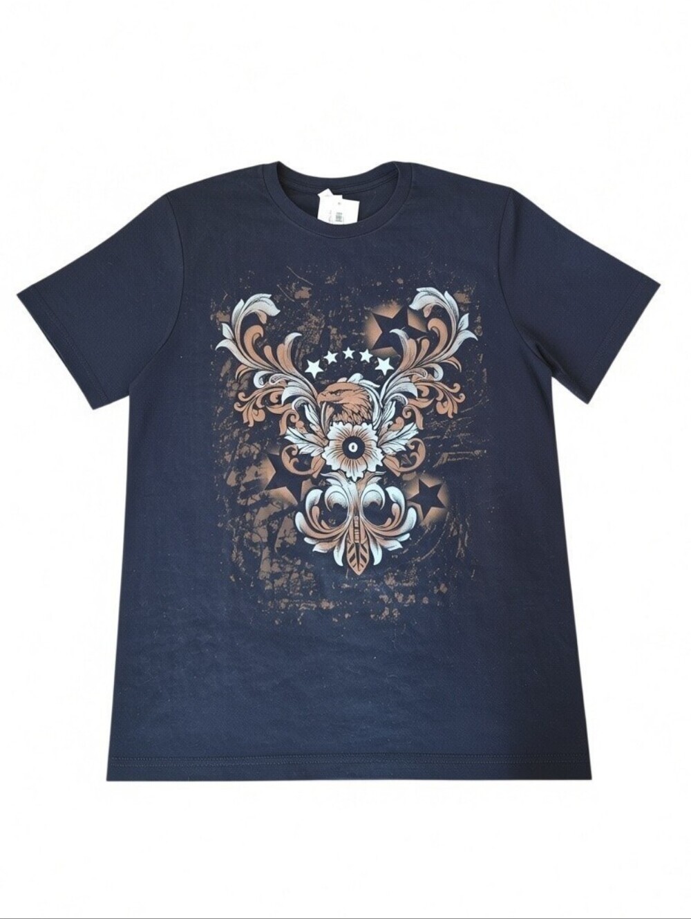 Tribal Eagle Black Acid Wash Short Sleeve Graphic T-shirt L - Picture 1 of 5